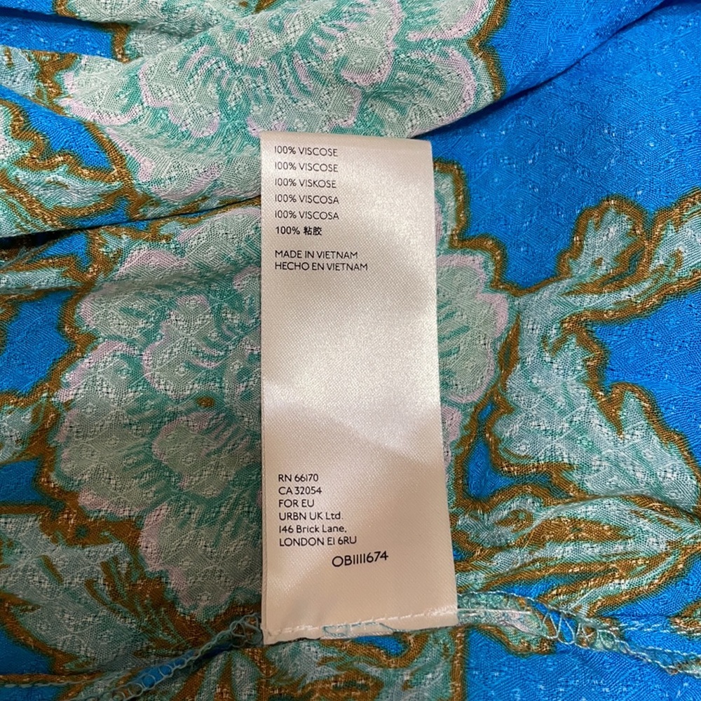 FREE PEOPLE Blue Boho Floral Print Crinkle Maxi Dress Teal Hanalei Bay - Picture 14 of 16